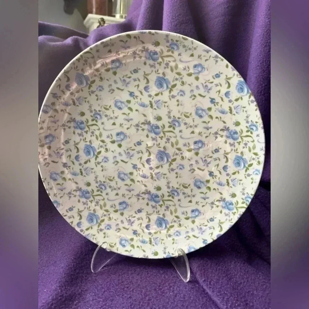 Springfield 1 Blue Floral Tea Rose Vintage 10” Dinner Luncheon 1 One Plate